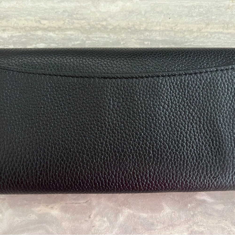 Authentic Tory Burch Black Leather Wallet with Gold Emblem - Picture 6 of 6